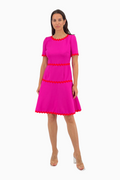 Cocktailkleid aus Wollcrêpe mit applizierter Zackenlitze