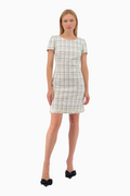 Schmales Kleid aus Karo Tweed