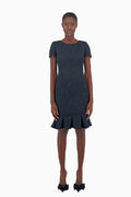 Schmales Kleid mit Rüschen aus Jacquard