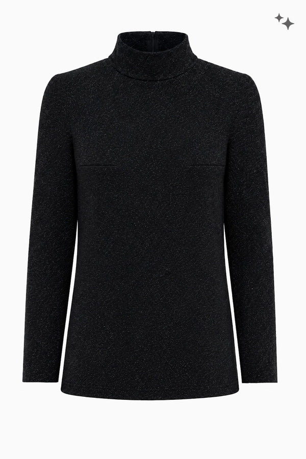 Langarm Oberteil mit Stehkragen aus Fancy Jersey
