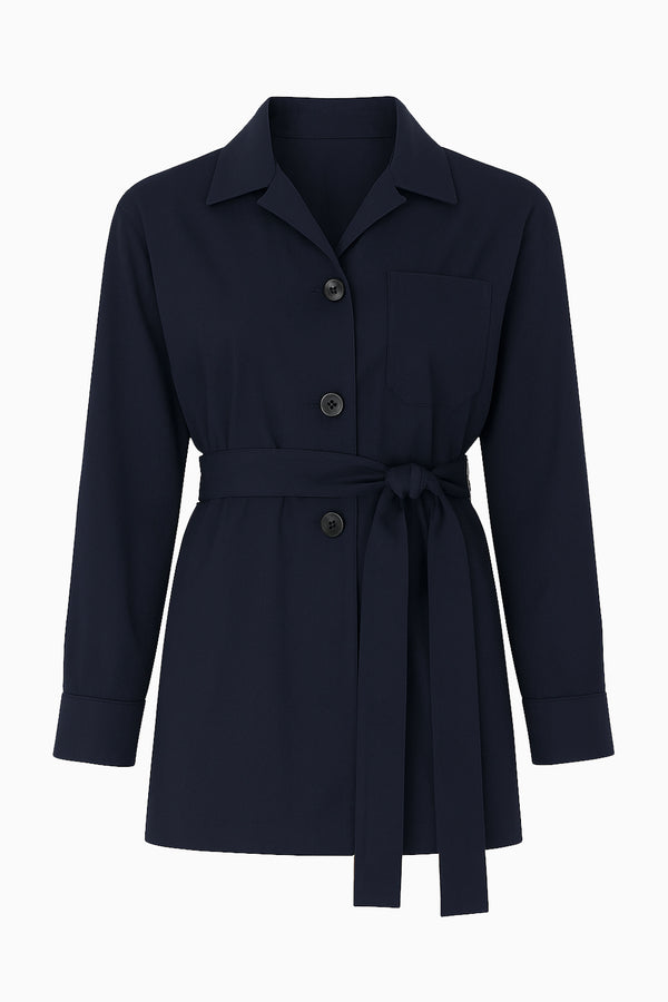 Leichte Blouson-Jacke aus Flanell mit Bindegürtel