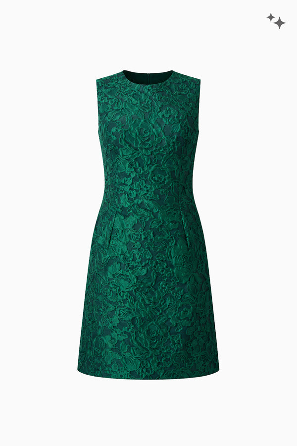 Ausgestelltes Kleid mit Eingrifftaschen aus Jacquard