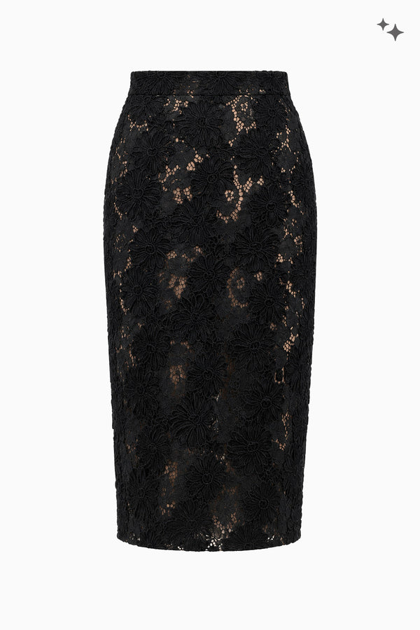 Long lace pencil skirt