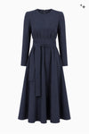 Langes Kleid mit Bindegürtel aus Gabardine