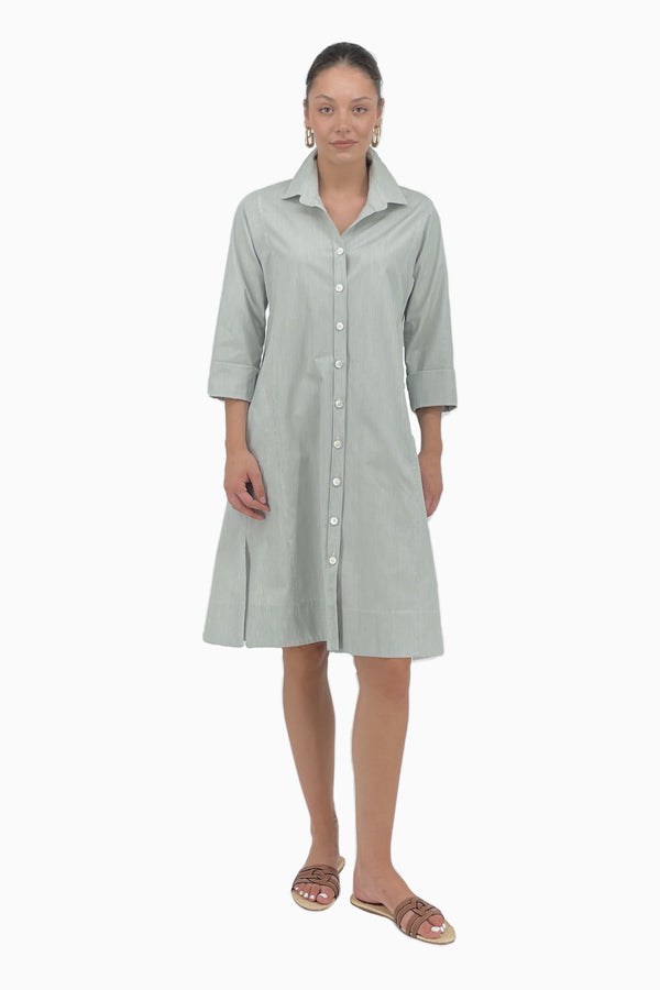 Hemdblusenkleid aus Baumwollpopeline in Streifenmuster