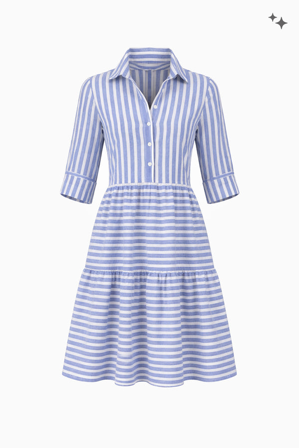 Kurzes Stufenkleid aus Baumwoll-Leinen