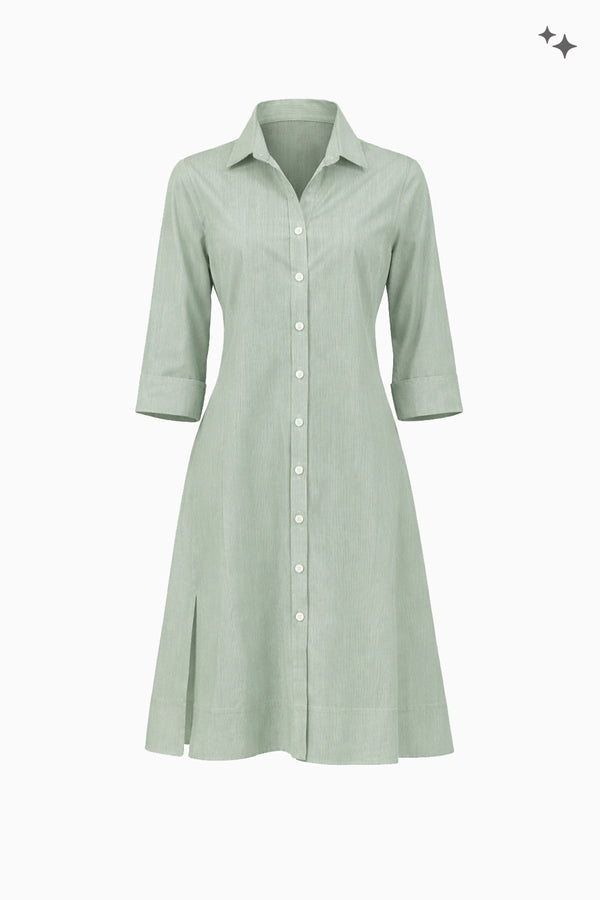 Hemdblusenkleid aus Baumwollpopeline in Streifenmuster