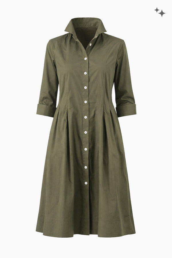 Langes Hemdblusenkleid aus Baumwollpopeline