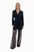 Lockeres Longjacket aus Crêpe mit Gürtel