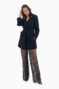 Lockeres Longjacket aus Crêpe mit Gürtel