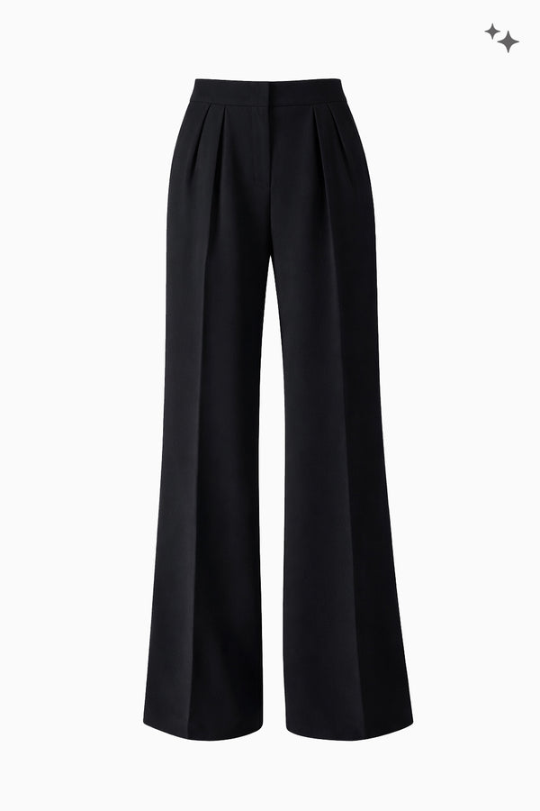 Weite Bundfaltenhose aus Wollcrêpe