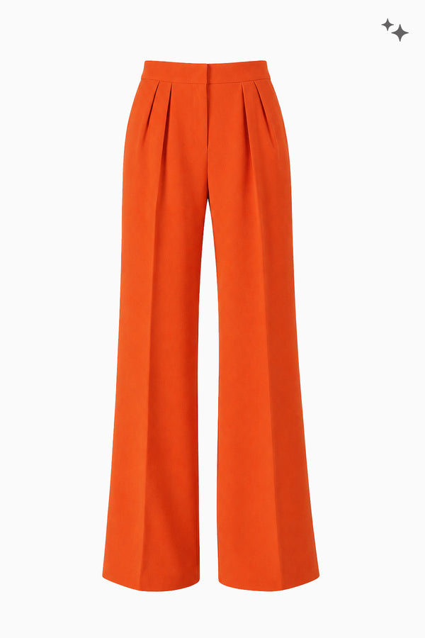 Weite Bundfaltenhose aus Wollcrêpe