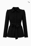 Taillierte Jacke mit Bindegürtel aus Fancy Tweed