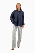 Baumwollbluse mit weitem Ärmel