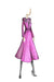 PIO O'KAN Couture Kleid aus geschmeidigem Crêpe in Magenta mit Perlblättern bestickt