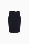 Short wool-cashmere skirt with slit