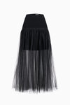 Long crêpe and tulle skirt