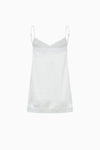 Silk satin top with lace