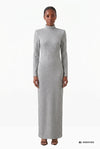 Langes Kleid mit Stehkragen aus Fancy Jersey