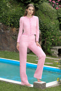 Gerade Hose aus Jacquard in Pink
