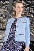 Jacke aus Wollcrepe und Paillette