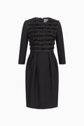 Kleid im Wollcrêpe/Jacquard Mix