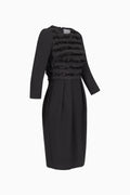 Kleid im Wollcrêpe/Jacquard Mix