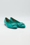 Ballerina aus Leder in Türkis