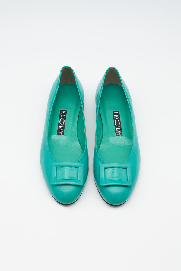 Ballerina aus Leder in Türkis